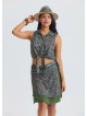Double Layered Wrap Style Green Floral Skirt 4968
