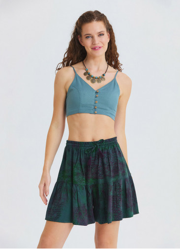 Green Women's Summer Pants with Elastic Waistband and Ruffles  5000