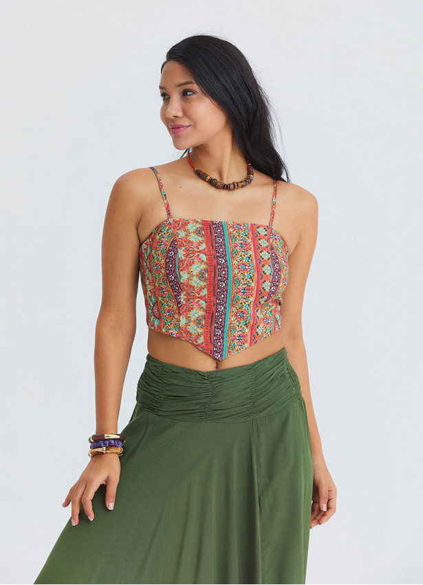 Adjustable Strap  Elastic-Backed Orange Authentic Blouse 4935