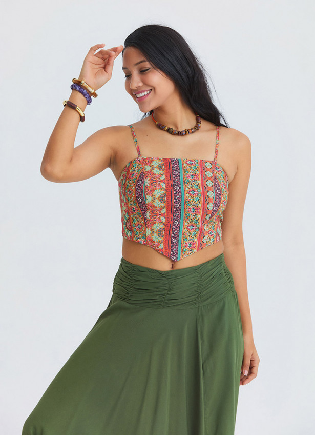 Adjustable Strap  Elastic-Backed Orange Authentic Blouse 4935