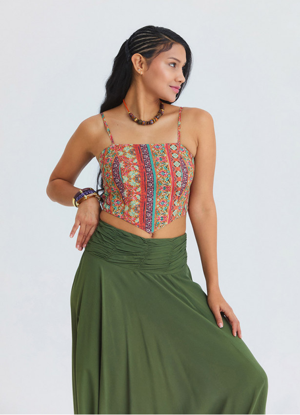 Adjustable Strap  Elastic-Backed Orange Authentic Blouse 4935