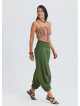 Drape Waist Elasticated Khaki Womens Bohemian Trousers 4848