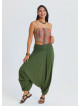 Drape Waist Elasticated Khaki Womens Bohemian Trousers 4848