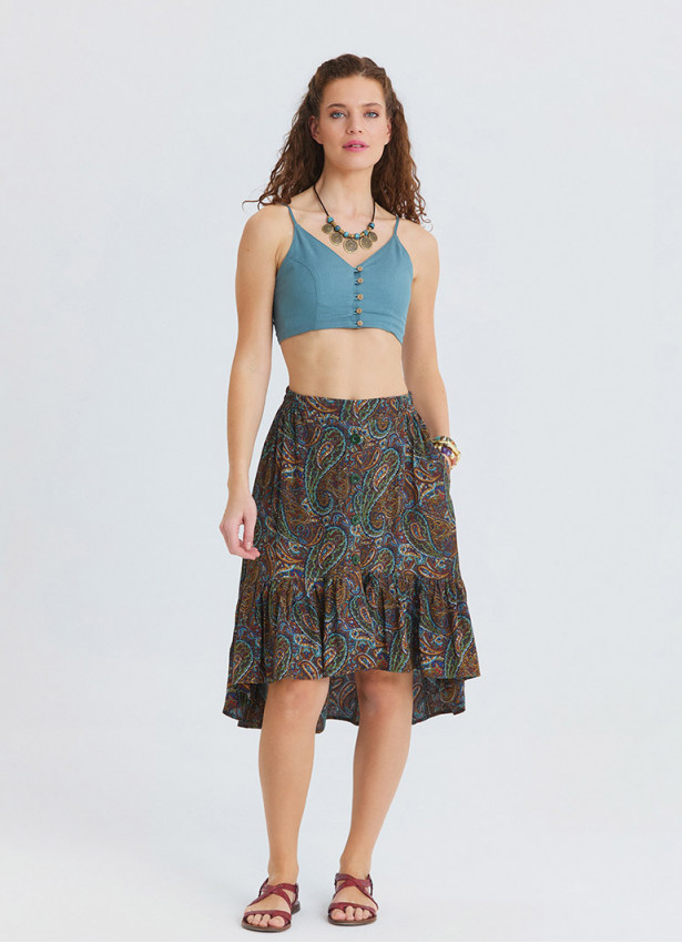 Loose Fit Pocket Detail Agora Floral Trousers 4870