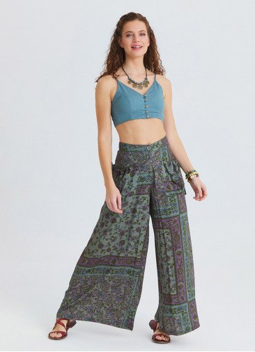 Loose Fit Pocket Detail Agora Floral Trousers 4870