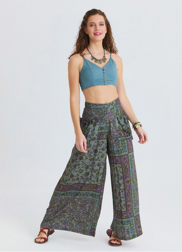 Loose Fit Pocket Detail Agora Floral Trousers 4870