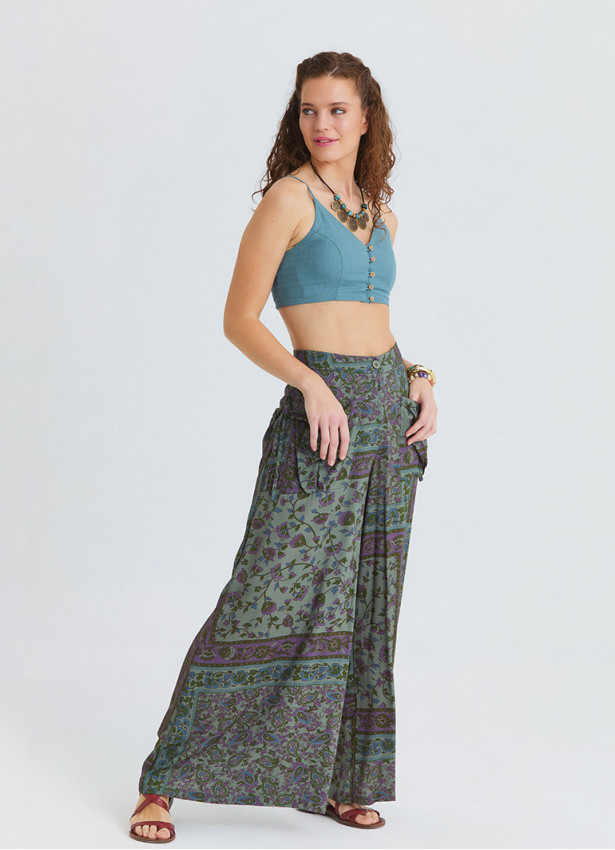 Loose Fit Pocket Detail Agora Floral Trousers 4870