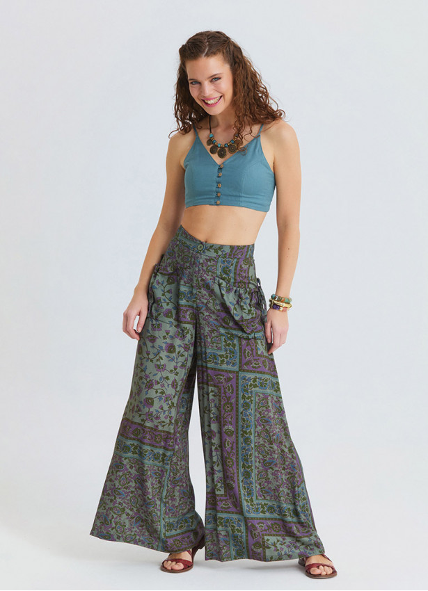 Loose Fit Pocket Detail Agora Floral Trousers 4870