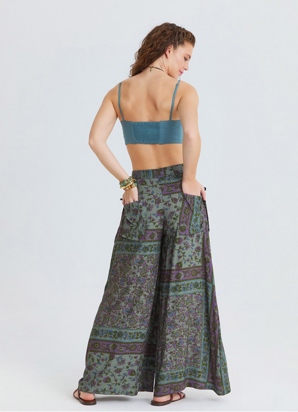 Loose Fit Pocket Detail Agora Floral Trousers 4870