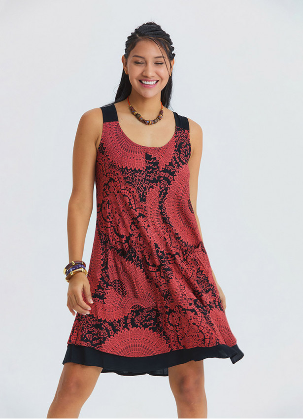 Boat Neck Strapless Fuchsia Summer Dress 4828