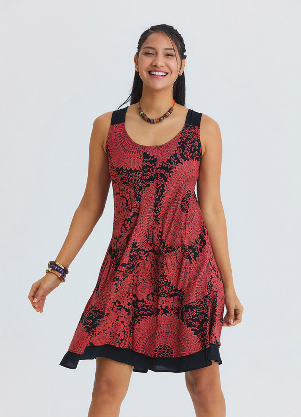 Boat Neck Strapless Fuchsia Summer Dress 4828