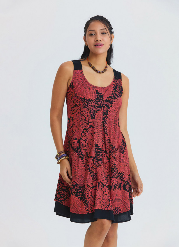 Boat Neck Strapless Fuchsia Summer Dress 4828