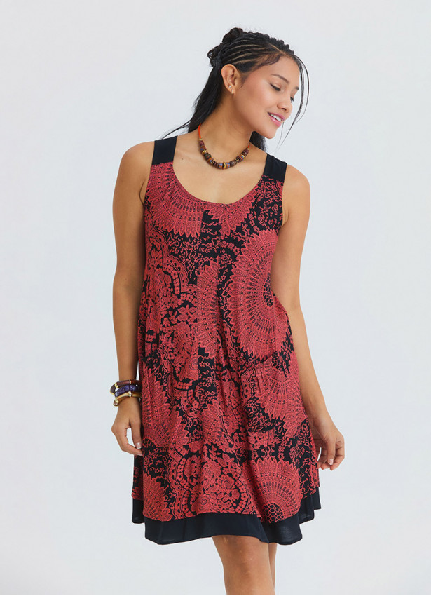 Boat Neck Strapless Fuchsia Summer Dress 4828