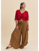 Womens Ethnic Trousers with LaceUp Detail and Side Slit in Mustard 4924