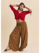 Womens Ethnic Trousers with LaceUp Detail and Side Slit in Mustard 4924