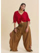 Womens Ethnic Trousers with LaceUp Detail and Side Slit in Mustard 4924