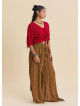 Womens Ethnic Trousers with LaceUp Detail and Side Slit in Mustard 4924