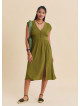 V Neck Backless Green Midi Dress 4793