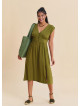 V Neck Backless Green Midi Dress 4793