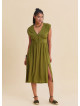 V Neck Backless Green Midi Dress 4793