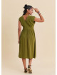 V Neck Backless Green Midi Dress 4793