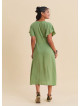 Green Midi Dress with Batwing Sleeves and Button-Up Front 4800