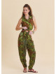 Elasticated Cuffed Green Bohemian Women's Trousers 4843