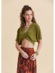 Crew Neck Backless Flowy Green Crop Top 4883