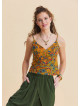 V Neck Strappy Mustard Floral Blouse 5007