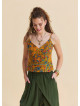 V Neck Strappy Mustard Floral Blouse 5007