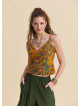 V Neck Strappy Mustard Floral Blouse 5007