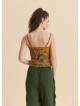 V Neck Strappy Mustard Floral Blouse 5007