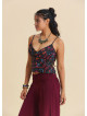 V Neck Strappy Black Floral Blouse 5008