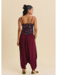Drape Waist Elasticated Burgundy Women's Summer Trousers 4849