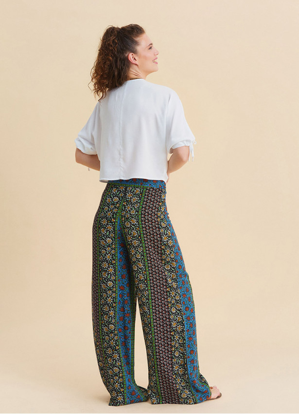 High Waist Wide Leg Floral Women's Palazzo Trousers 4873