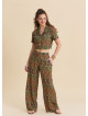 Womens Ethnic Pants with a Regular Waist and Green Floral Print Model 4948