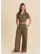 Womens Ethnic Pants with a Regular Waist and Green Floral Print Model 4948