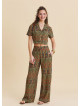 Womens Ethnic Pants with a Regular Waist and Green Floral Print Model 4948