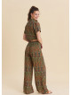 Womens Ethnic Pants with a Regular Waist and Green Floral Print Model 4948