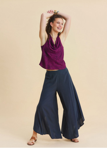 Regular Waist Asymmetrical Cut Anthracite Womens Bohemian Trousers 4865