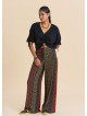 High Waist Wide Leg Tile Pattern Women's Palazzo Trousers 4875