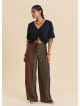 High Waist Wide Leg Tile Pattern Women's Palazzo Trousers 4875
