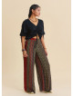 High Waist Wide Leg Tile Pattern Women's Palazzo Trousers 4875