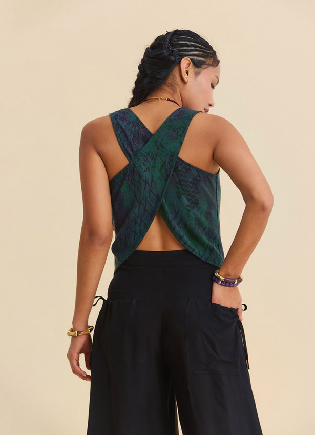 Loose Fit Black Womens Trousers with Detailed Pockets 4868