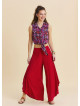 Regular Waist Asymmetrical Cut Red Yoga Trousers 4864