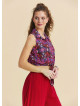 Shirt Collar Asymmetrical Cut Fuchsia Sleeveless Blouse 4962
