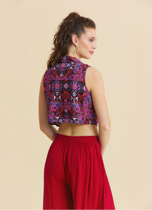 Regular Waist Asymmetrical Cut Red Yoga Trousers 4864