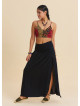 Drape Detail Slit Black Bohemian Skirt  4907
