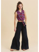 Black Wide Leg Trousers with Elasticated Waistband Pleats and Pockets 4860