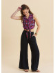 Black Wide Leg Trousers with Elasticated Waistband Pleats and Pockets 4860